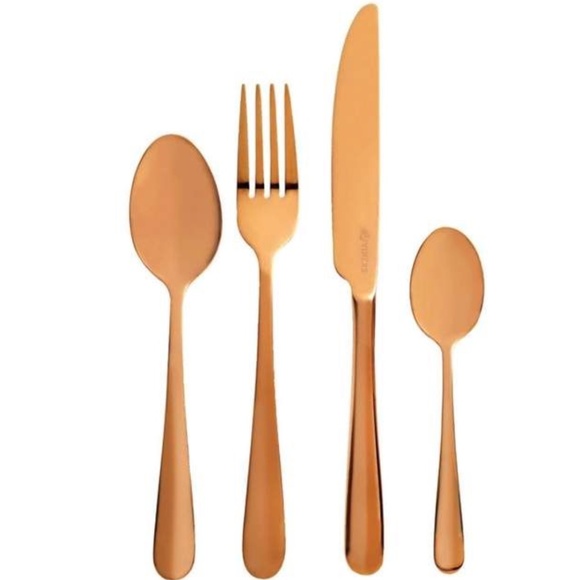 16 pk M Medici Rose Gold Flatware Stainless Steel Set - Picture 1 of 7